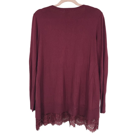 LOGO Lori Goldstein Cashmere Blend Tunic Top w/Lace Hem, Super Soft SZ M - Picture 2 of 8